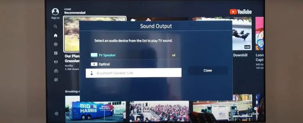 bluetooth settings in your tv